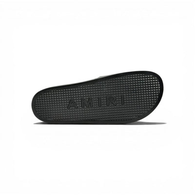 AMIRI Luxury Black Slide Sandals – Bold White Logo Design & Premium Streetwear 👟✨ - MASTERPIECE