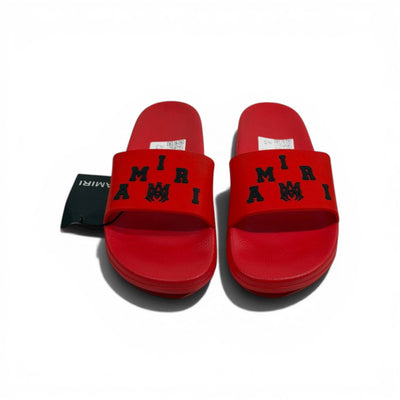 AMIRI Luxury Red Slide Sandals – Bold Logo Design & Statement Streetwear 👟🔥 - MASTERPIECE