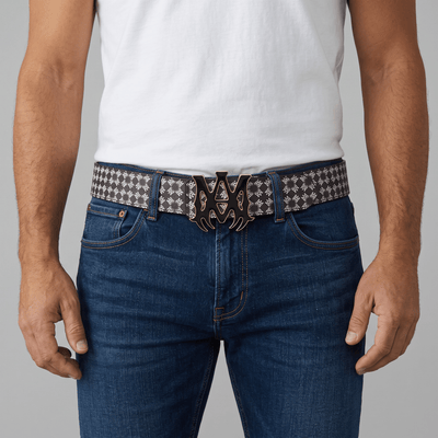 🖤✨ AMIRI Monogram Belt – Gold Flame Logo Buckle | 125CM Statement Piece - MASTERPIECE