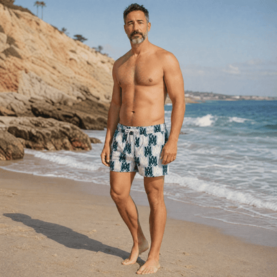 🩳 Amiri Monogram Swim Shorts – Sky Blue Edition 🌊✨ - MASTERPIECE