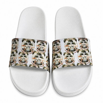 Amiri Tropical Print Slide Sandals – Luxury Designer White Unisex Comfort Slides - MASTERPIECE