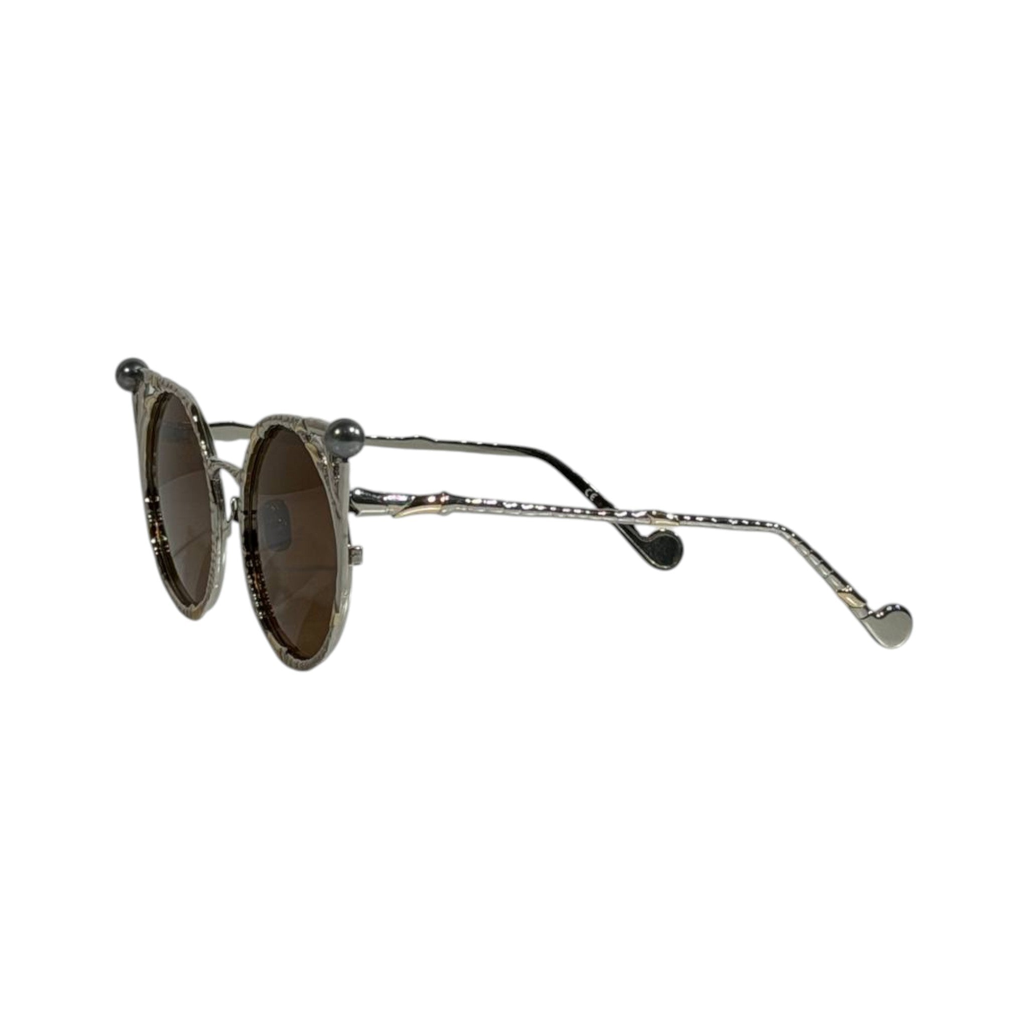 Anna Karin Karlsson Sculptural Round Sunglasses – Gold Frame Brown Lens 🕶️✨ - MASTERPIECE