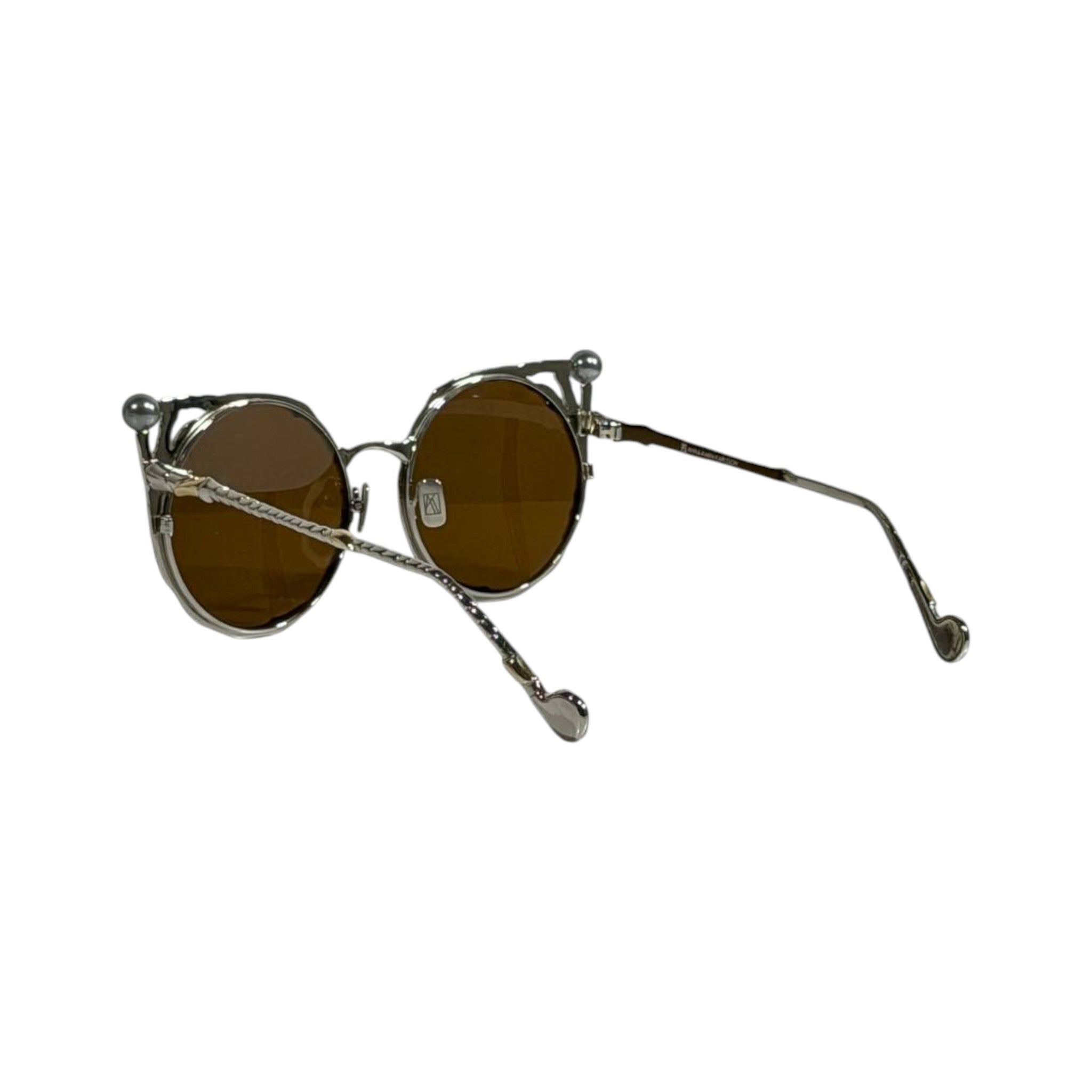 Anna Karin Karlsson Sculptural Round Sunglasses – Gold Frame Brown Lens 🕶️✨ - MASTERPIECE