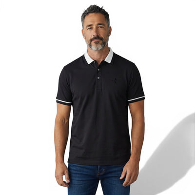 Armani Exchange Black Polo Shirt 🖤⚪ Sleek Contrast Design - MASTERPIECE