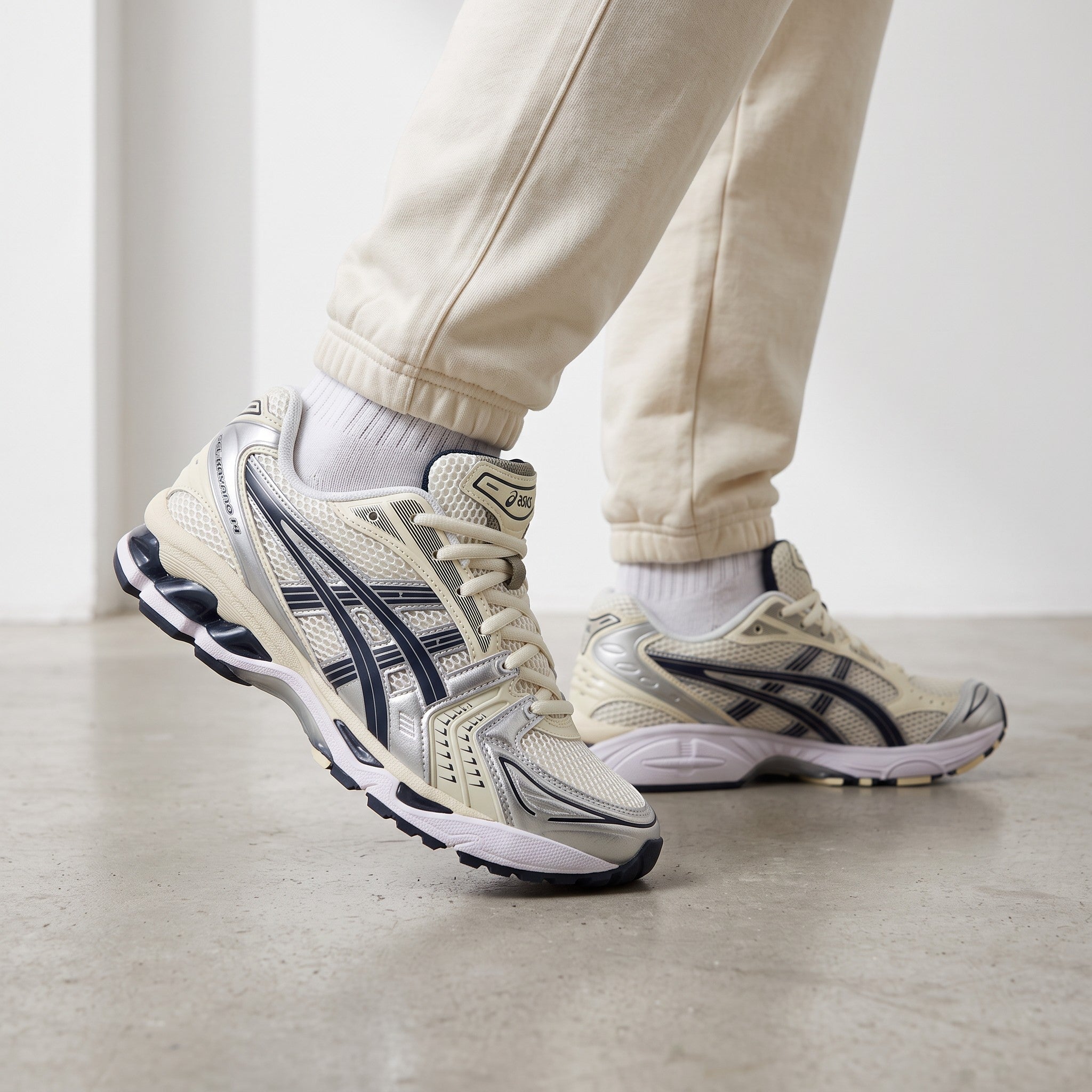 ASICS GEL-KAYANO 14 – Cream / Midnight Navy 👟✨ - MASTERPIECE