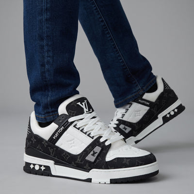 Louis Vuitton black and white monogram low-top sneakers