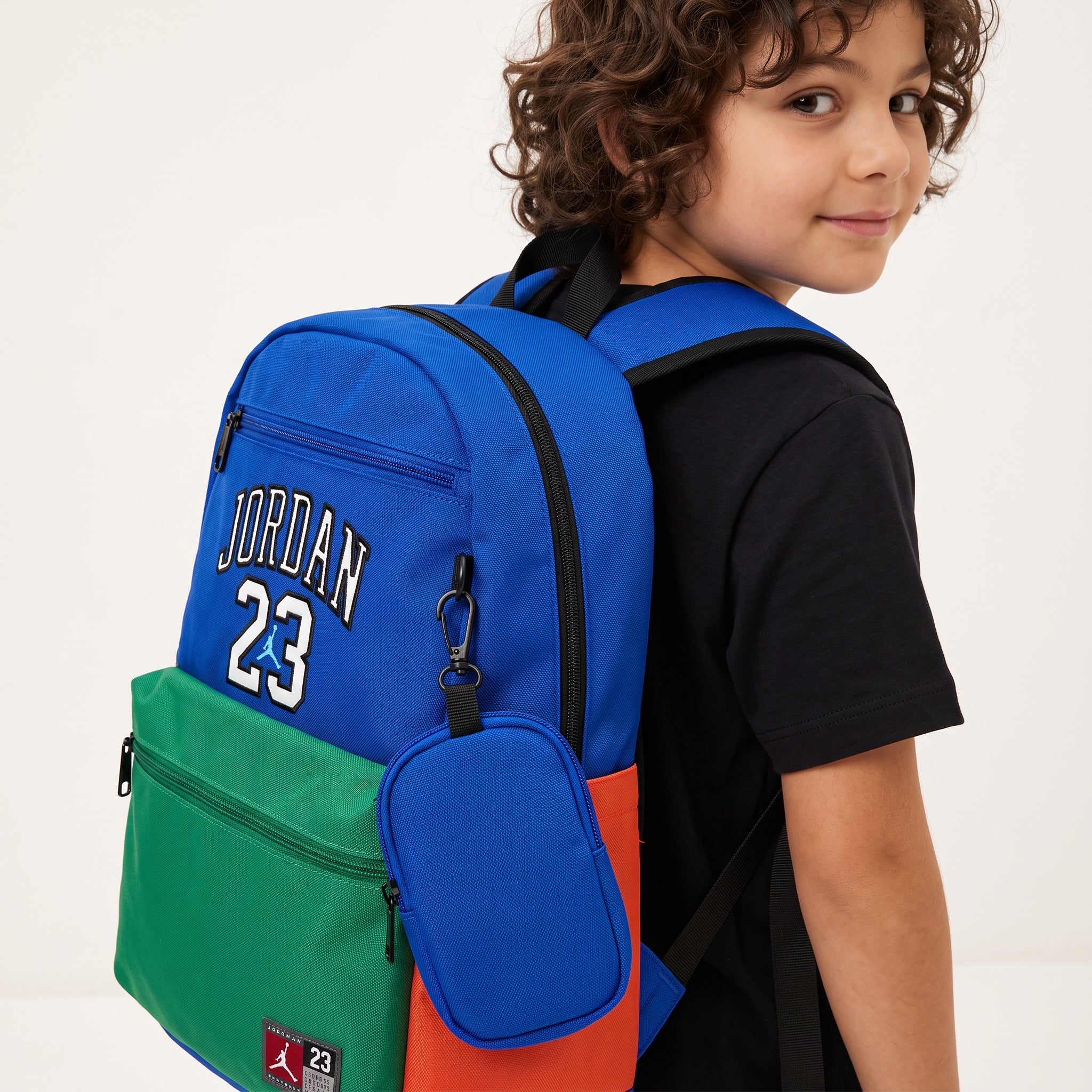 Kids Jordan backpack blue green with 23 and Jumpman logo