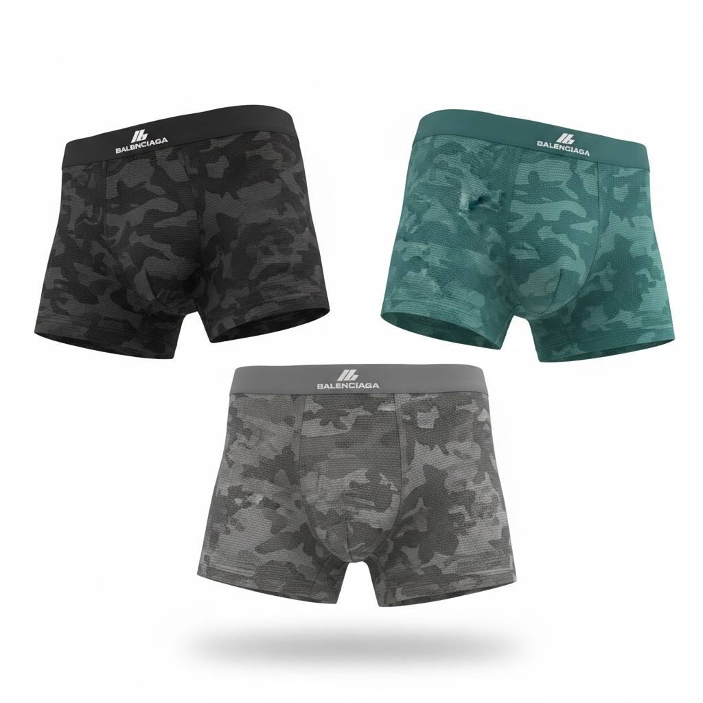 Balenciaga 3-Pack Premium Boxer Briefs Camo Edition 🩲🔥✨ - MASTERPIECE
