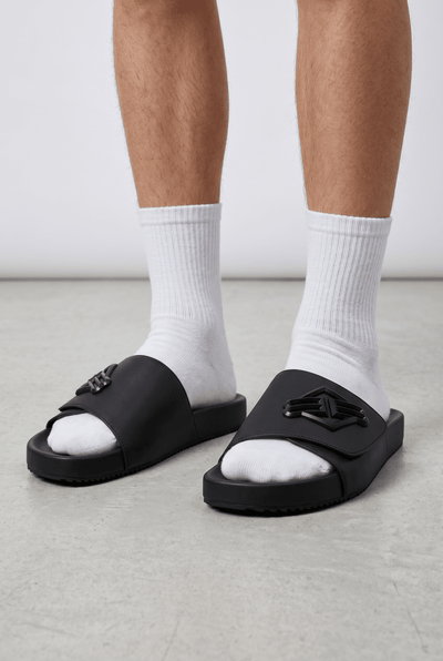 Balenciaga BB Logo Slide Sandals – All Black Edition 🖤🔥 - MASTERPIECE