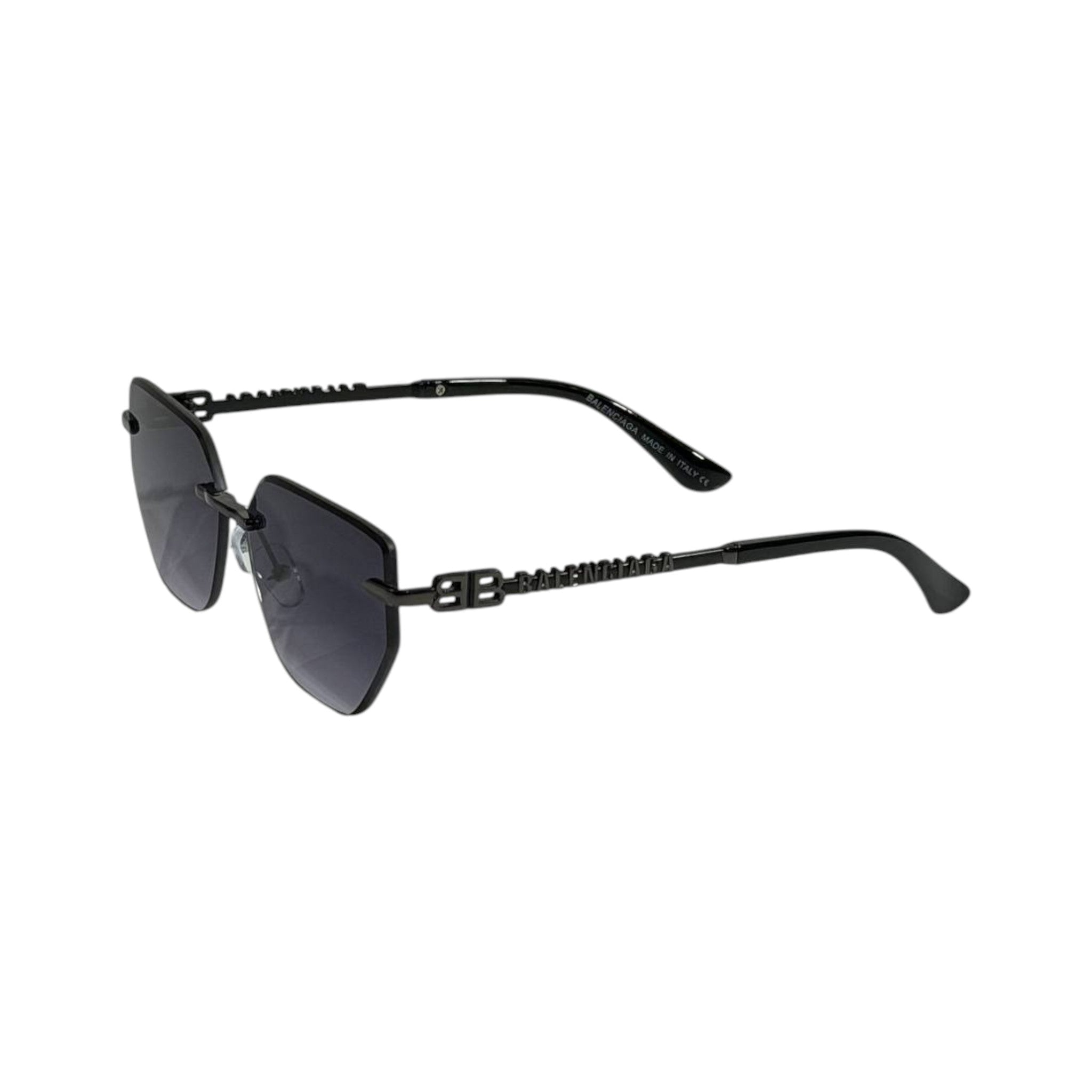 🖤 Balenciaga BB Rimless Geometric Sunglasses | Luxury Black Metal Edition 😎 - MASTERPIECE