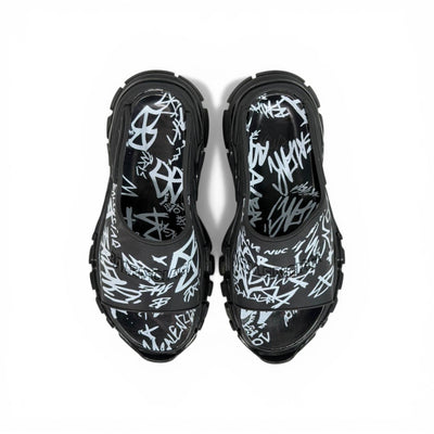 Balenciaga Black Graffiti Chunky Slides – Bold Streetwear Slippers ⚫🔥 - MASTERPIECE