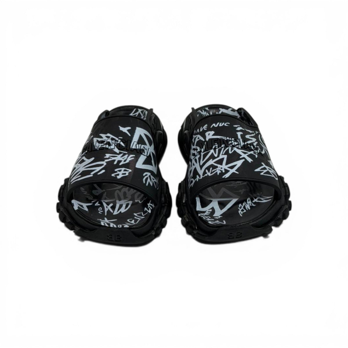 Balenciaga Black Graffiti Chunky Slides – Bold Streetwear Slippers ⚫🔥 - MASTERPIECE
