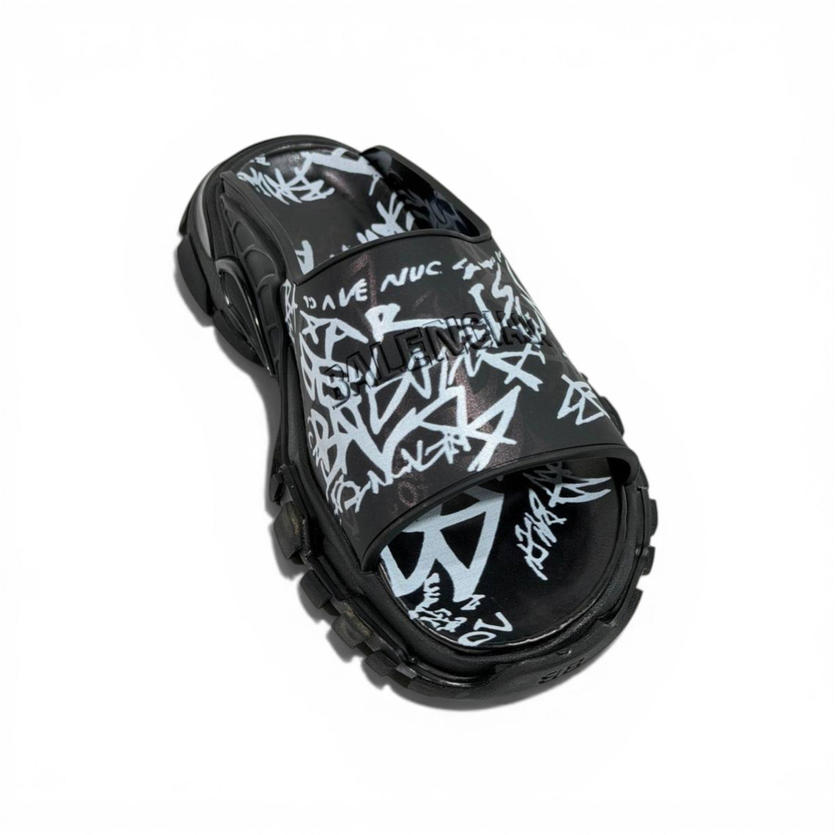 Balenciaga Black Graffiti Chunky Slides – Bold Streetwear Slippers ⚫🔥 - MASTERPIECE