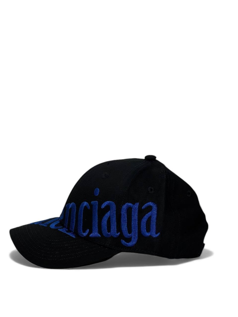 Balenciaga Cap with Royal Blue Oversized Logo — Black - MASTERPIECE