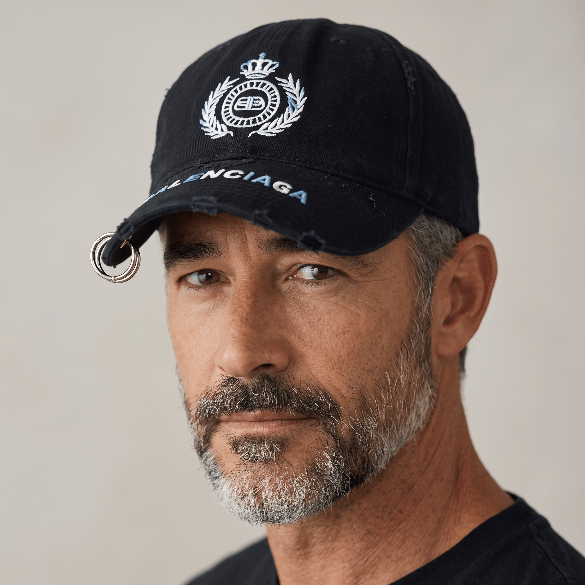 🧢👑 Balenciaga Crest Distressed Ring Baseball Cap – Black ✨ - MASTERPIECE