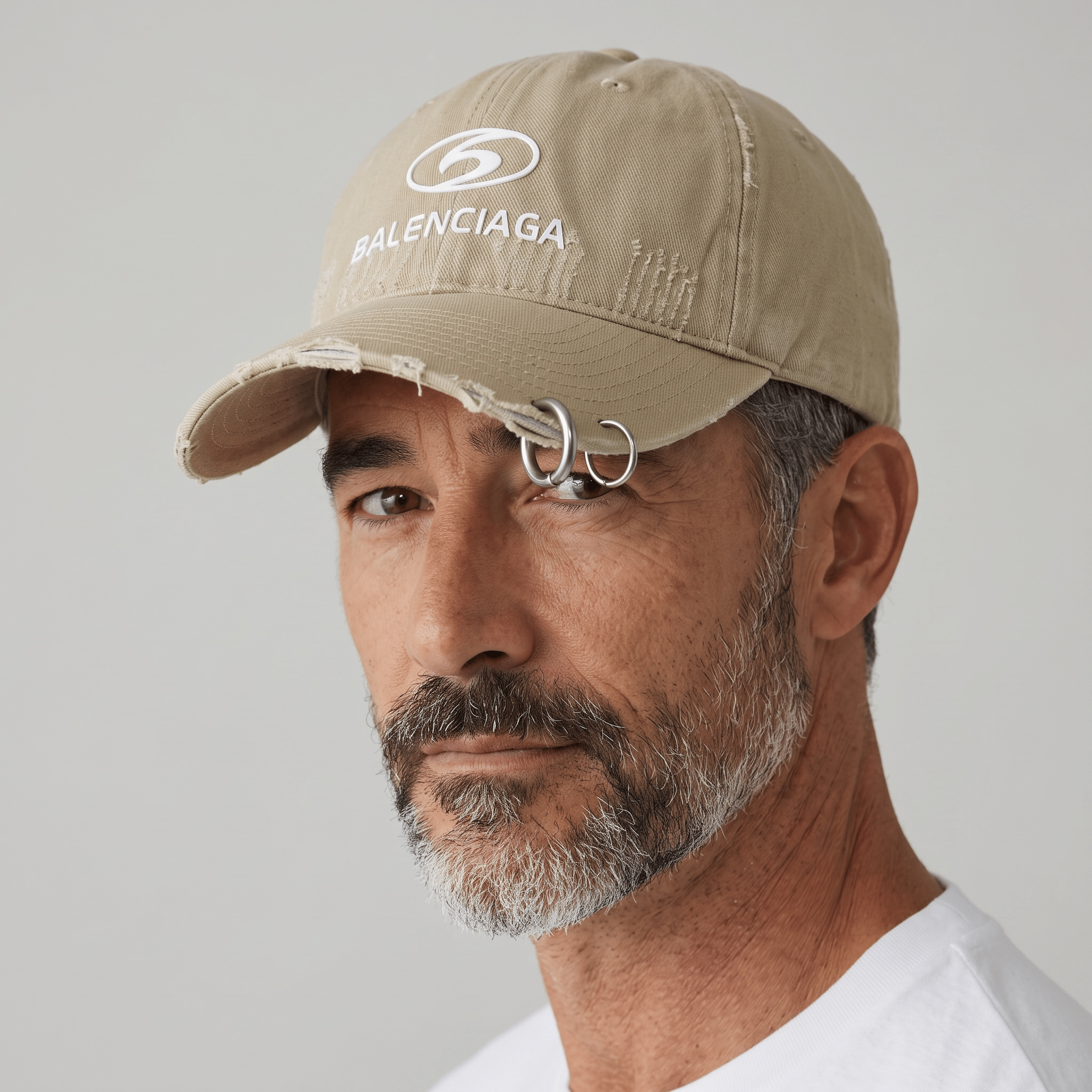 Balenciaga Distressed Ring Baseball Cap – Beige - MASTERPIECE