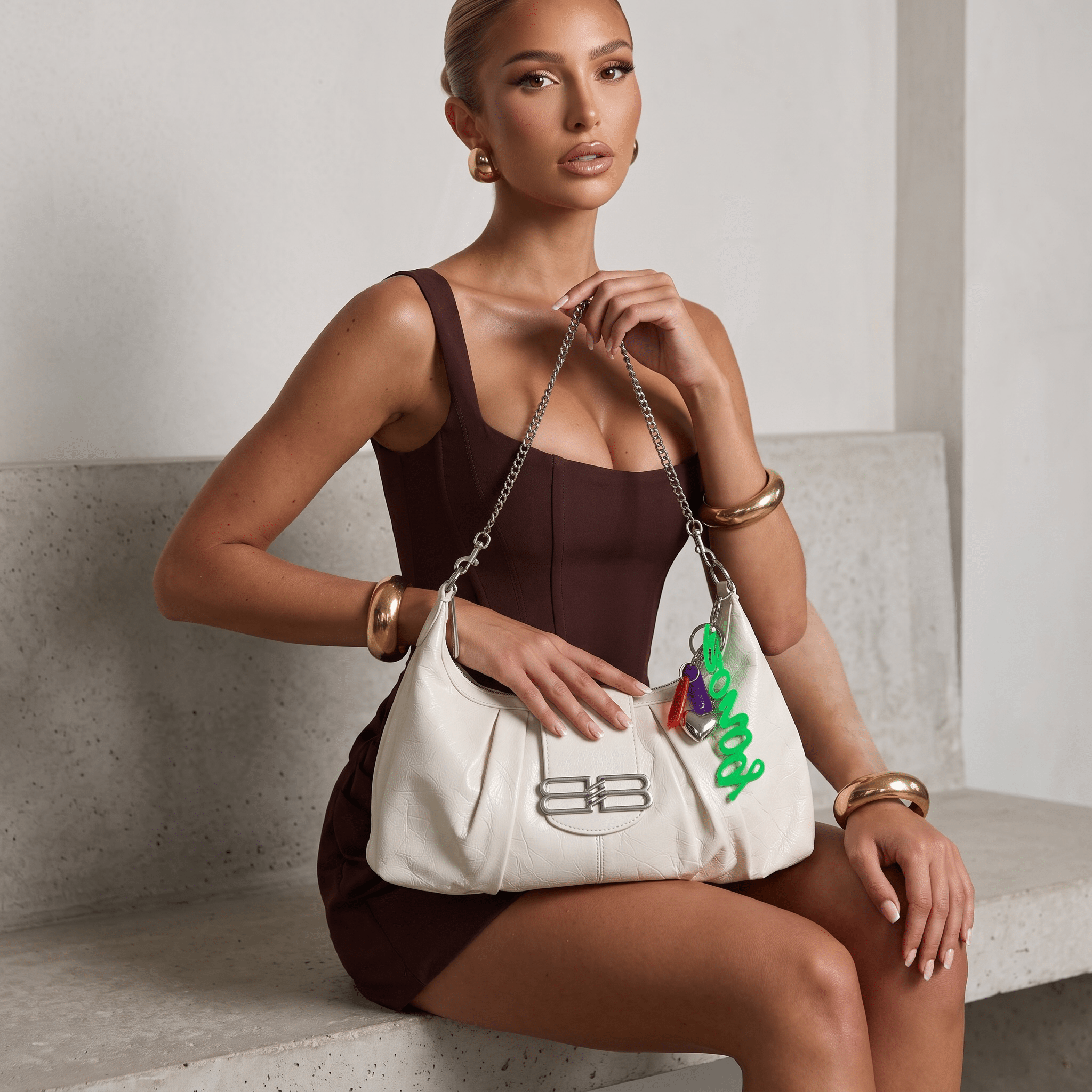 🤍 Balenciaga Le Cagole Small Shoulder Bag – White - MASTERPIECE