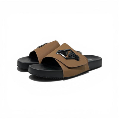 BALENCIAGA Luxury Brown Slide – Statement Logo Design & Premium Minimal Style 👟✨ - MASTERPIECE