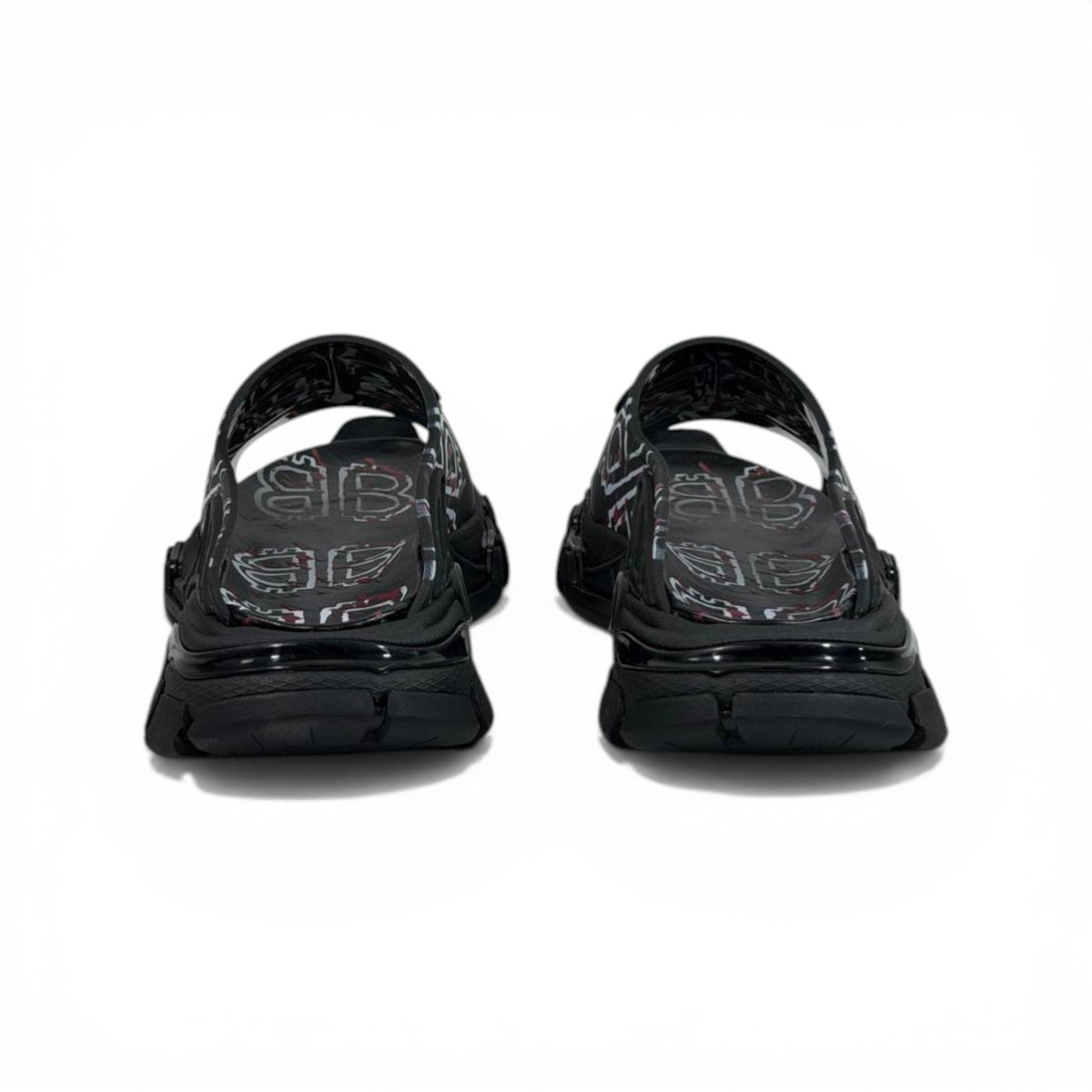 BALENCIAGA Luxury Graphic Slide Sandals – BB Logo Print & Chunky Streetwear Sole 👟🔥 - MASTERPIECE