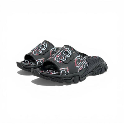 BALENCIAGA Luxury Graphic Slide Sandals – BB Logo Print & Chunky Streetwear Sole 👟🔥 - MASTERPIECE