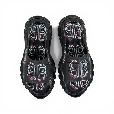 BALENCIAGA Luxury Graphic Slide Sandals – BB Logo Print & Chunky Streetwear Sole 👟🔥 - MASTERPIECE