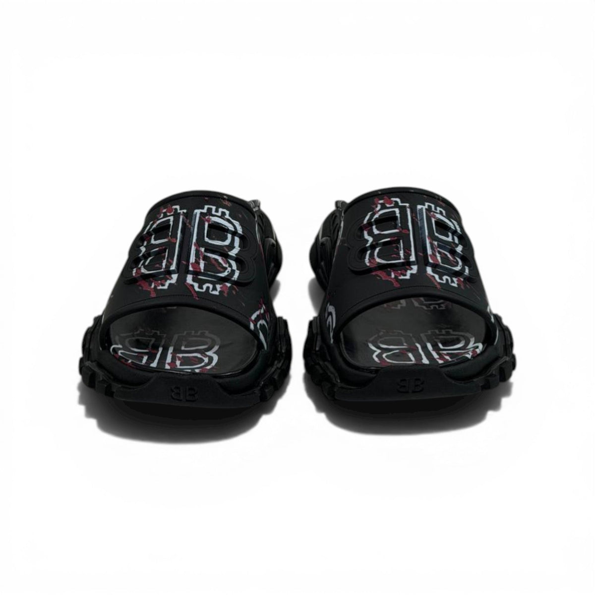 BALENCIAGA Luxury Graphic Slide Sandals – BB Logo Print & Chunky Streetwear Sole 👟🔥 - MASTERPIECE