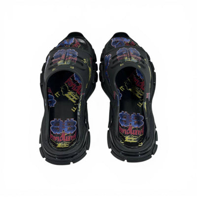 Balenciaga Neon Graffiti Chunky Slides – Streetwear Statement Slippers ⚫💜🔥 - MASTERPIECE