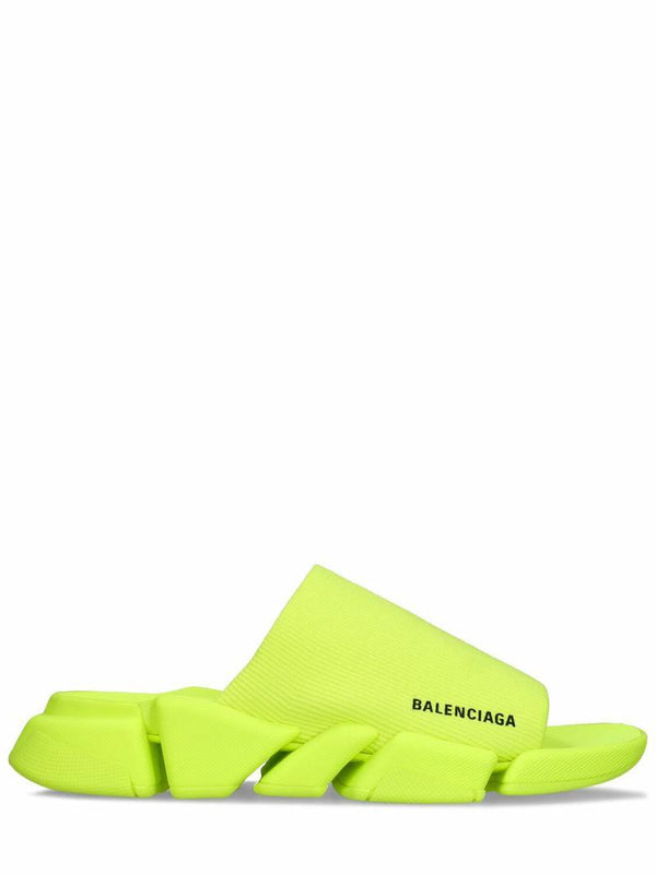 Balenciaga Neon Green Knit Slide Sandals – Bold Luxury Comfort 💚✨