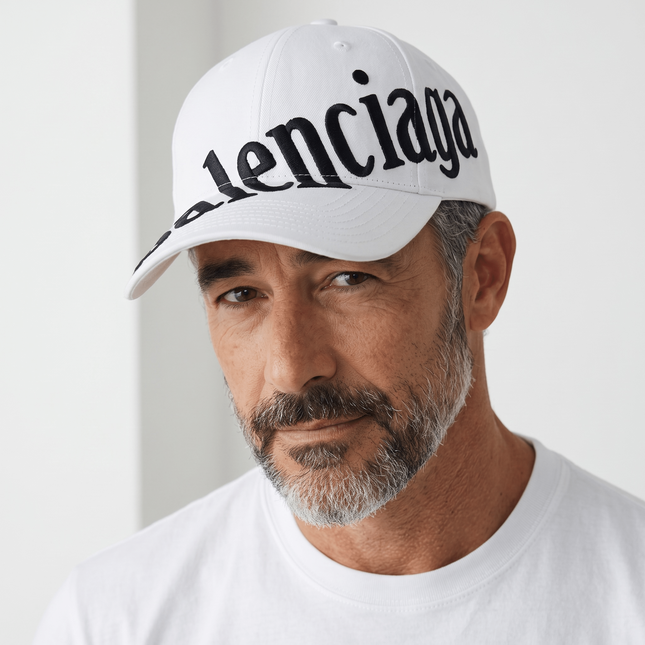 🧢✨ Balenciaga Oversized Embroidered Logo Baseball Cap – White & Black ⚪⚫ - MASTERPIECE