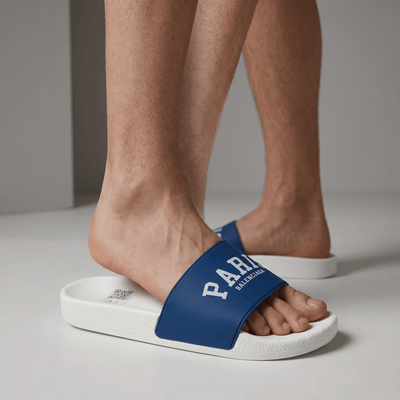 Balenciaga Paris Blue Slides – Premium Summer Luxury Slippers 💙🤍 - MASTERPIECE