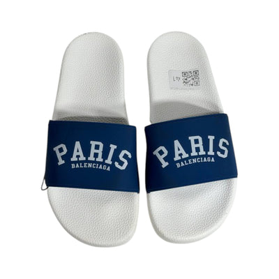 Balenciaga Paris Blue Slides – Premium Summer Luxury Slippers 💙🤍 - MASTERPIECE