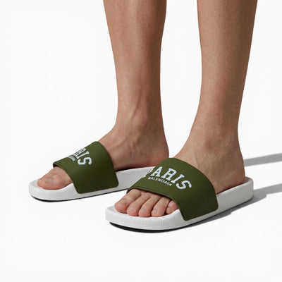 Balenciaga Paris Green Slides – Luxury Statement Summer Sandals 💚🤍👡 - MASTERPIECE