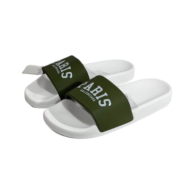 Balenciaga Paris Green Slides – Luxury Statement Summer Sandals 💚🤍👡 - MASTERPIECE