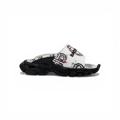 Balenciaga White Graffiti Chunky Slides – Bold Streetwear Slippers ⚪🔥 - MASTERPIECE