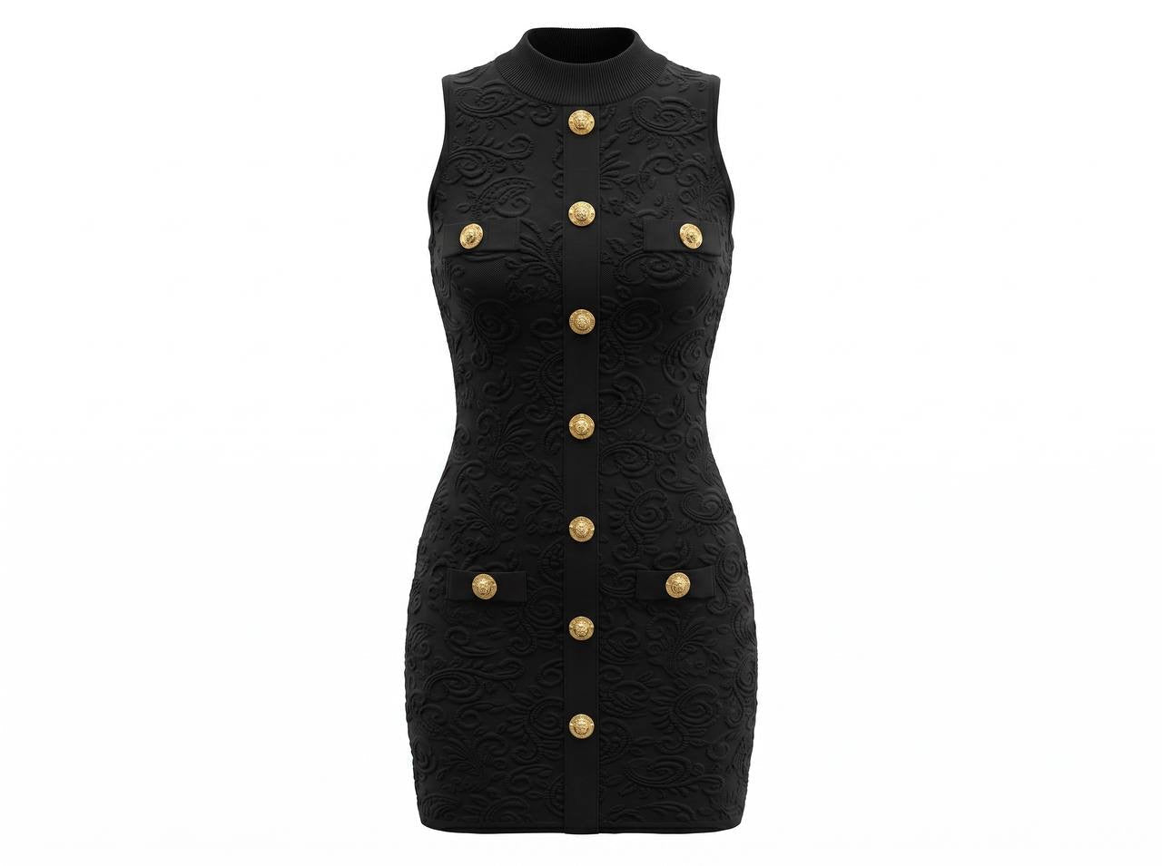 🖤 Balmain Gold Button Knit Mini Dress - MASTERPIECE
