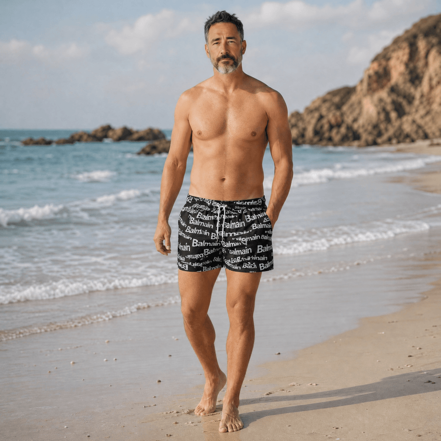 Balmain Logo Swim Shorts — Black