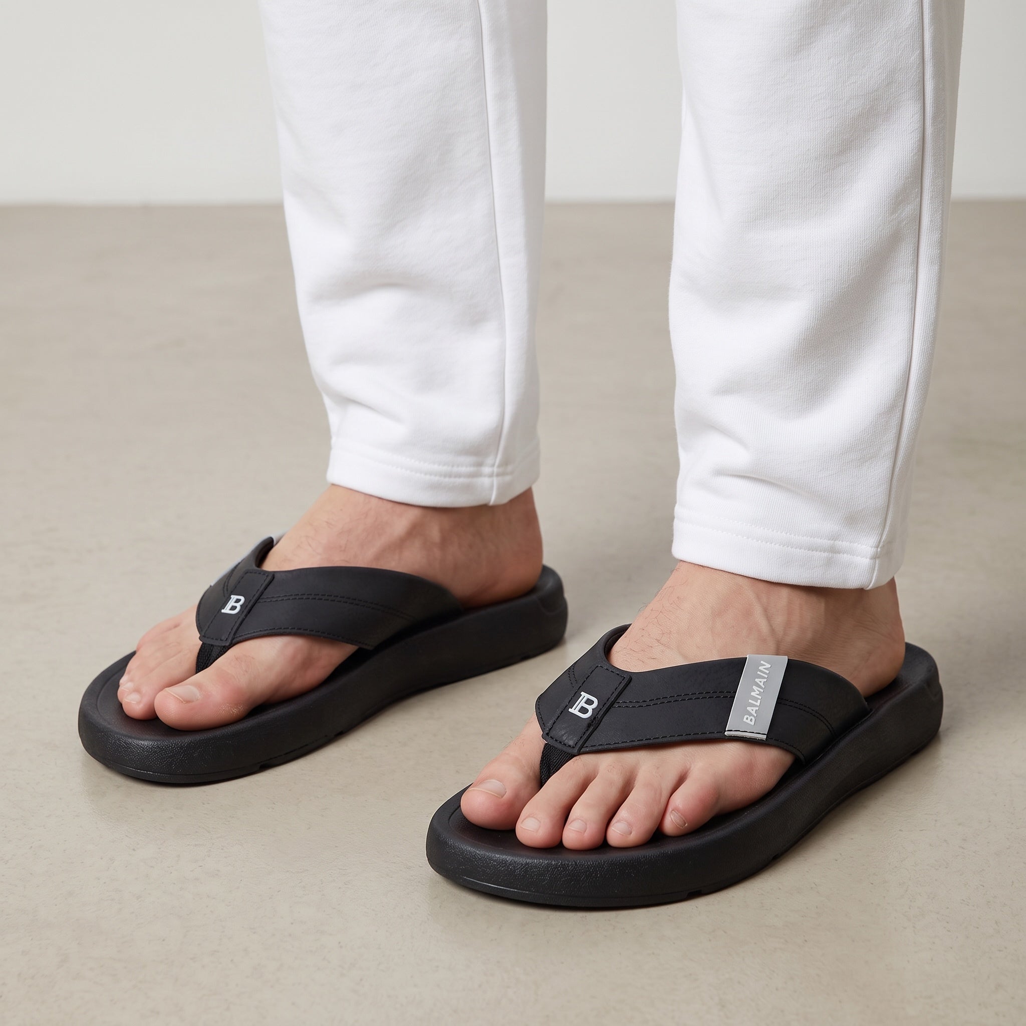 Balmain Logo Thong Sandals – Black 🖤🩴 - MASTERPIECE