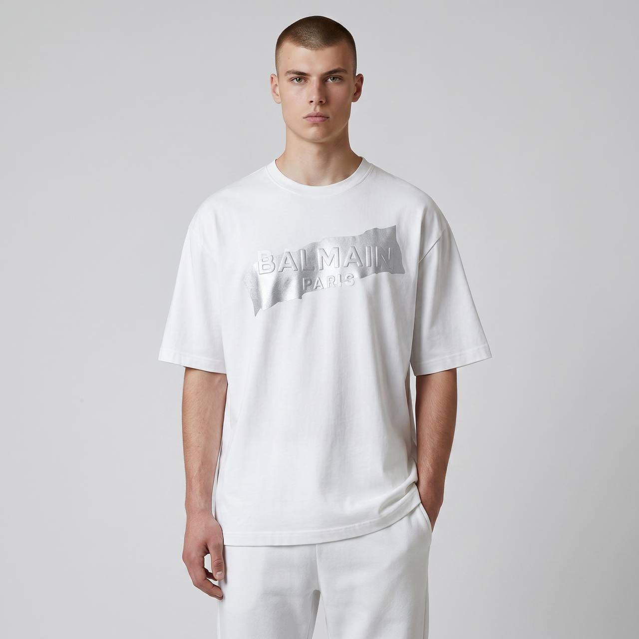 Balmain Paris Oversized Logo T-Shirt – Pure White ✨🤍 - MASTERPIECE