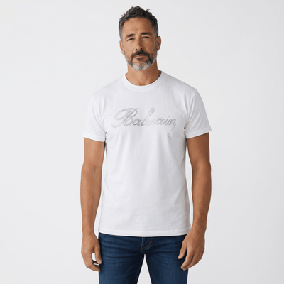 Balmain White Signature T-Shirt – Script Logo Edition 🤍✨ | Luxury Minimal Tee - MASTERPIECE