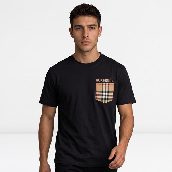 Burberry T-Shirt – Black Check Pocket 🖤👕