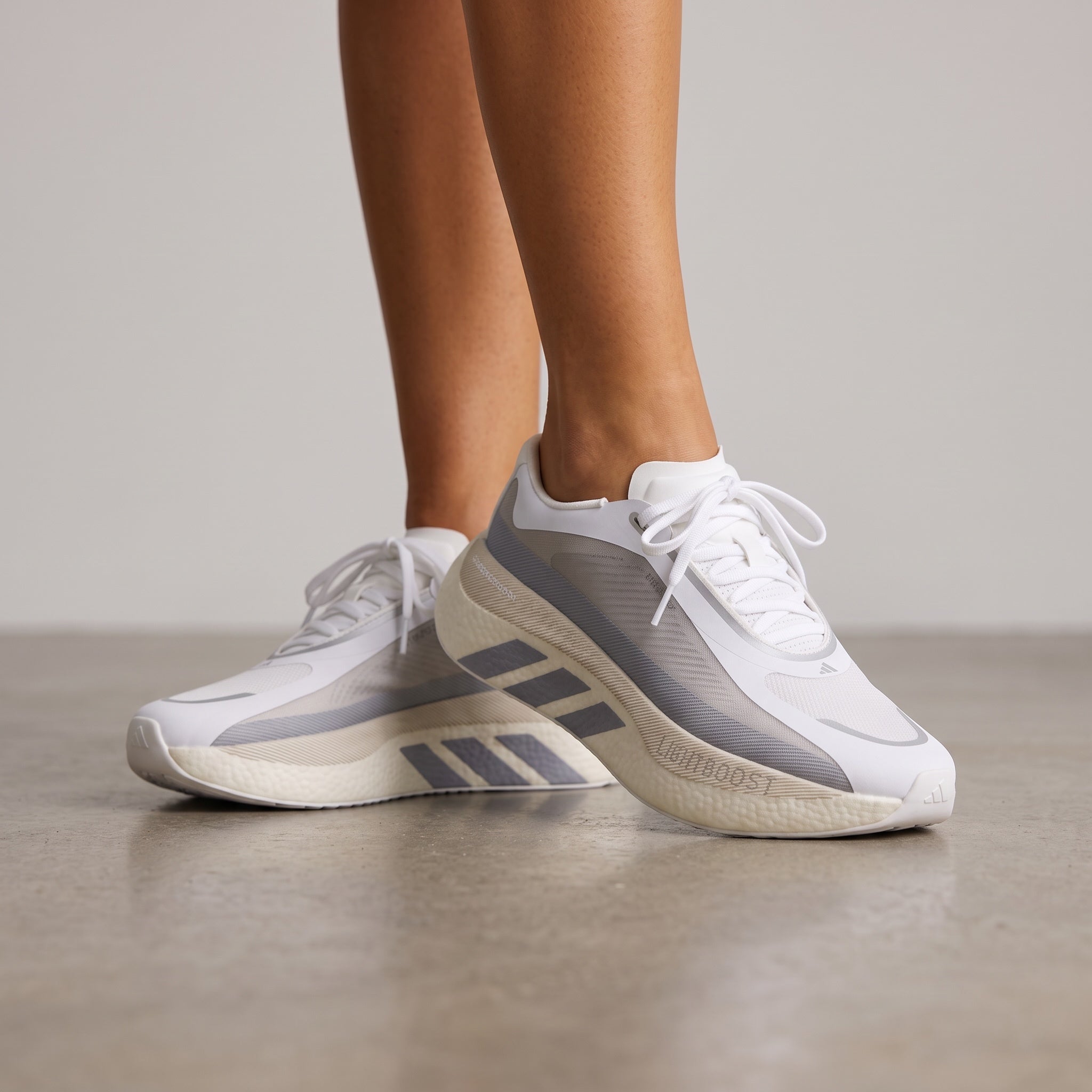 Adidas Ultraboost white grey sneakers with chunky midsole