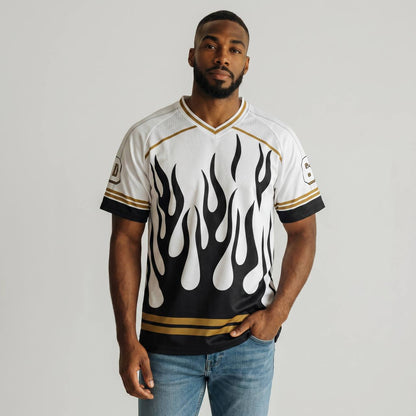 ⚫⚪ Black Flame Oversized Jersey – Luxury Streetwear Sports Edition 🔥 - MASTERPIECE
