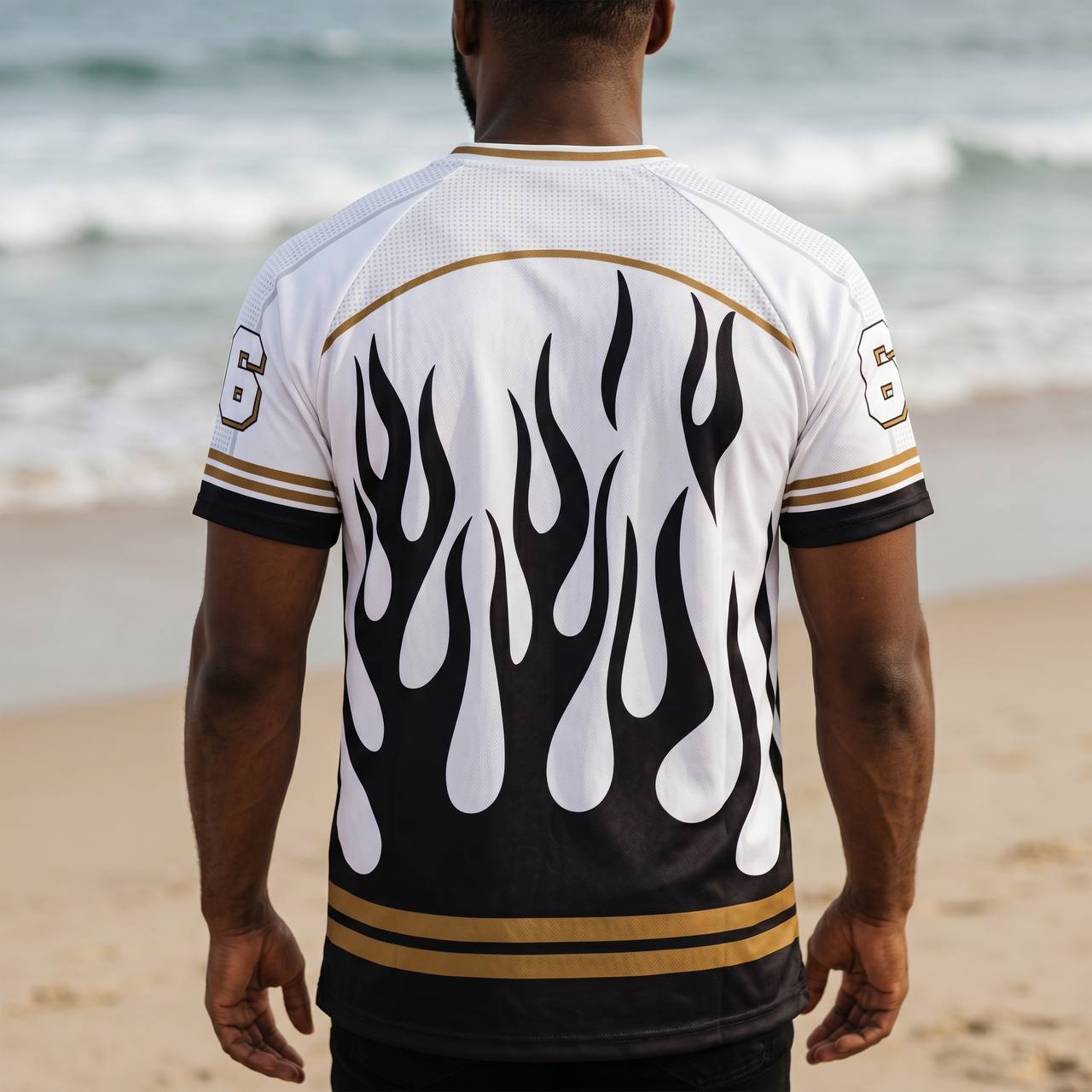 ⚫⚪ Black Flame Oversized Jersey – Luxury Streetwear Sports Edition 🔥 - MASTERPIECE