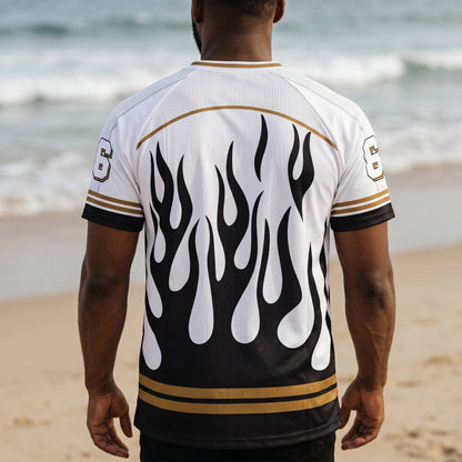 ⚫⚪ Black Flame Oversized Jersey – Luxury Streetwear Sports Edition 🔥 - MASTERPIECE