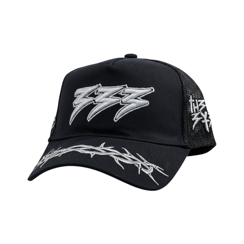 ⚡ Black Thunder Graphic Cap | Streetwear Mesh Trucker Hat 🧢🔥 - MASTERPIECE