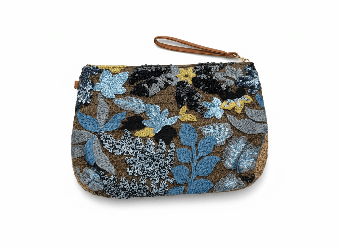 💙 Blue Floral Sequin Clutch | Elegant Statement Evening Bag ✨ - MASTERPIECE