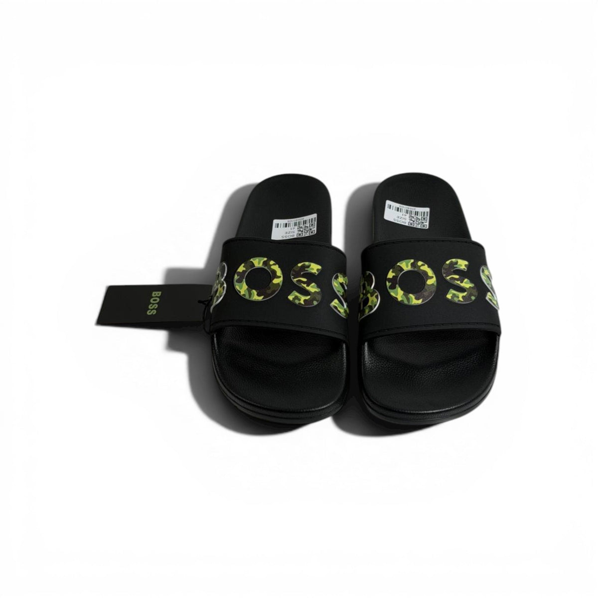 🖤🔥 BOSS Camouflage Logo Slides – Black Statement Street Style - MASTERPIECE