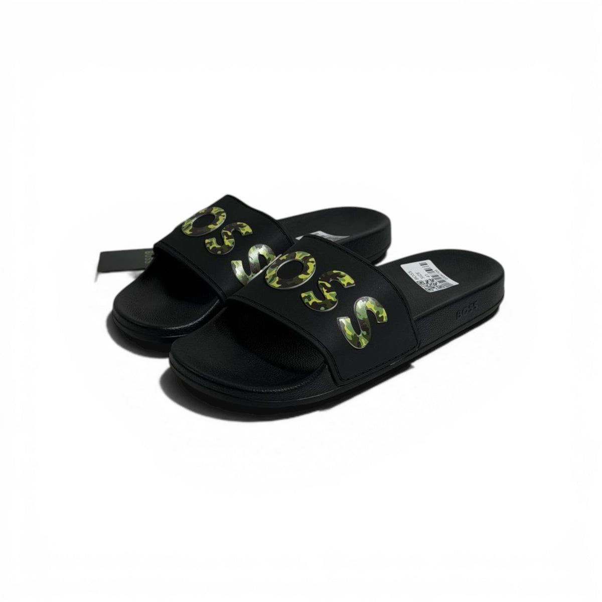 🖤🔥 BOSS Camouflage Logo Slides – Black Statement Street Style - MASTERPIECE