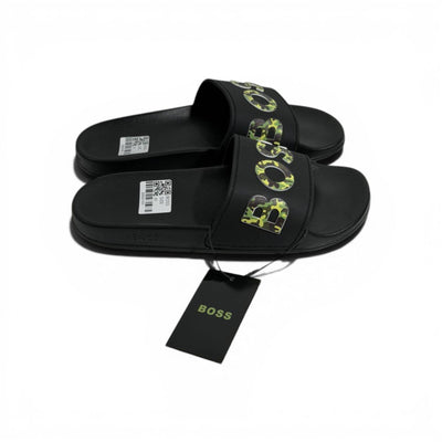 🖤🔥 BOSS Camouflage Logo Slides – Black Statement Street Style - MASTERPIECE