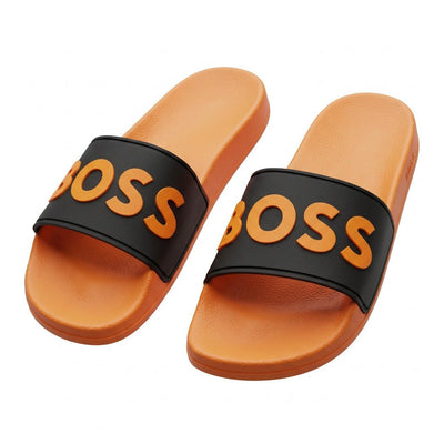 🧡🖤 BOSS Logo Slide Sandals – Premium Men's Casual Slides - MASTERPIECE